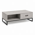 Couchtisch mit Schublade und offenem Fach Grau MDF Stahl rechteckig 100 x 60 x 45 cm
