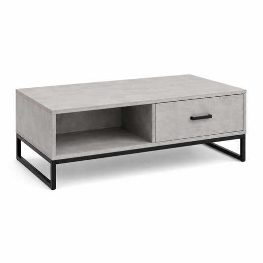 Couchtisch mit Schublade und offenem Fach Grau MDF Stahl rechteckig 100 x 60 x 45 cm