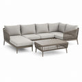 Gartenlounge Ecksofa Set Taupe Aluminium Polypropylen 280 x 220 cm mit Couchtisch
