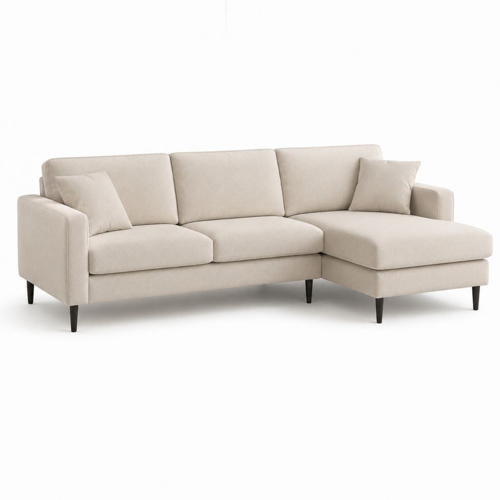 Ecksofa 3-Sitzer Beige Polyester L-Form 260 x 160 x 85 cm