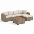 Gartensofa Lounge-Set Beige PE-Rattan L-Form 245 x 160 x 65 cm
