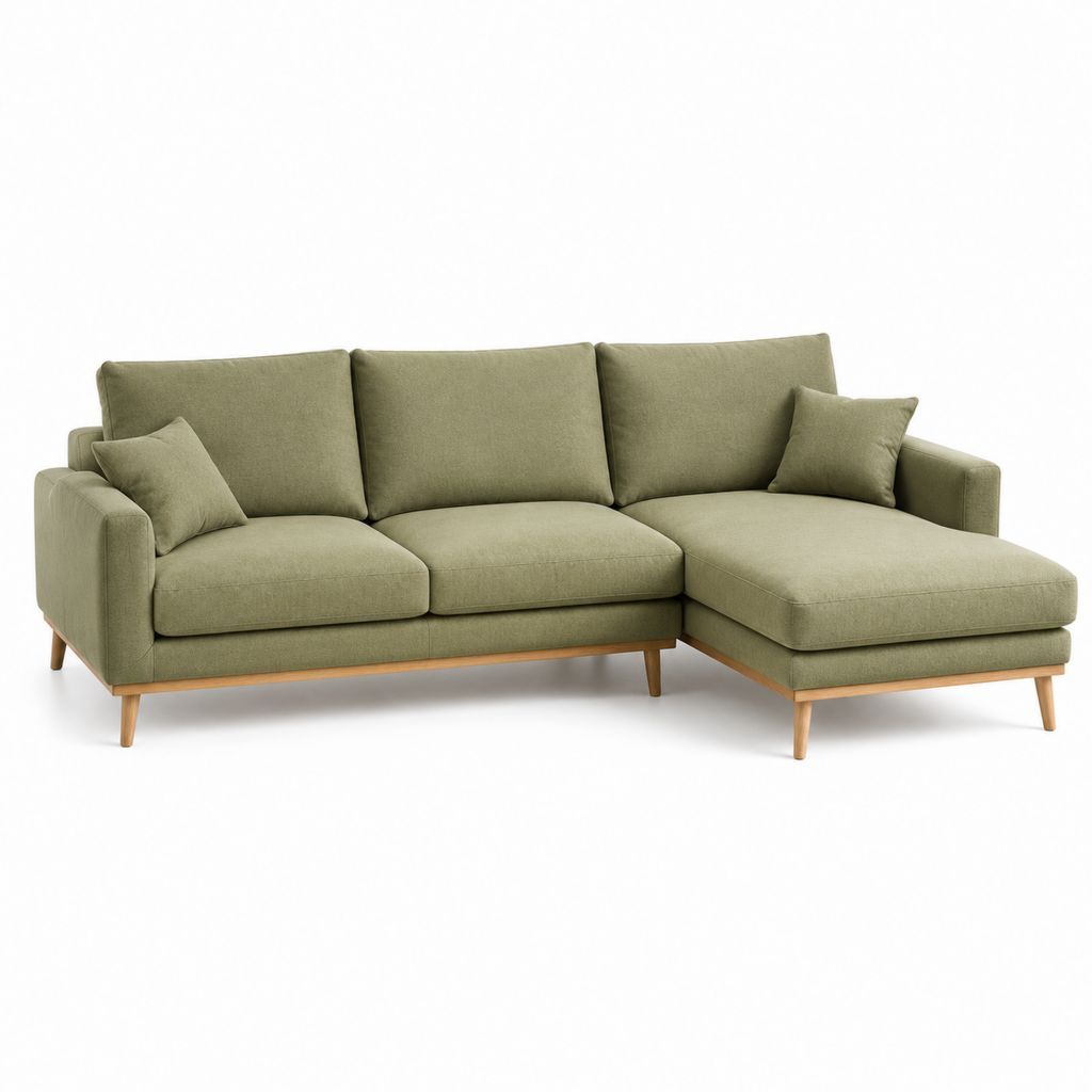 Ecksofa mit Ottomane Olivgrün Polyester L-Form 260 x 160 x 85 cm