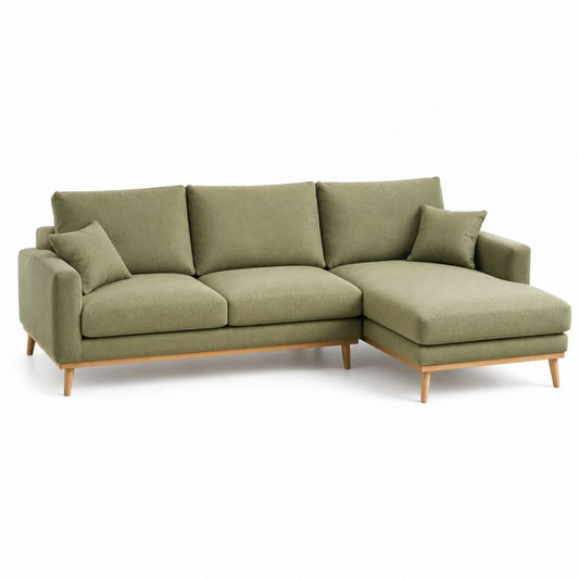 Ecksofa mit Ottomane Olivgrün Polyester L-Form 260 x 160 x 85 cm