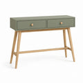 Konsolentisch mit 2 Schubladen Olivgrün MDF und Massivholz 100 x 40 x 80 cm
