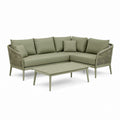 Gartenlounge Ecksofa-Set olivgrün Aluminium Polypropylen-Seil 225 x 225 x 78 cm mit Couchtisch