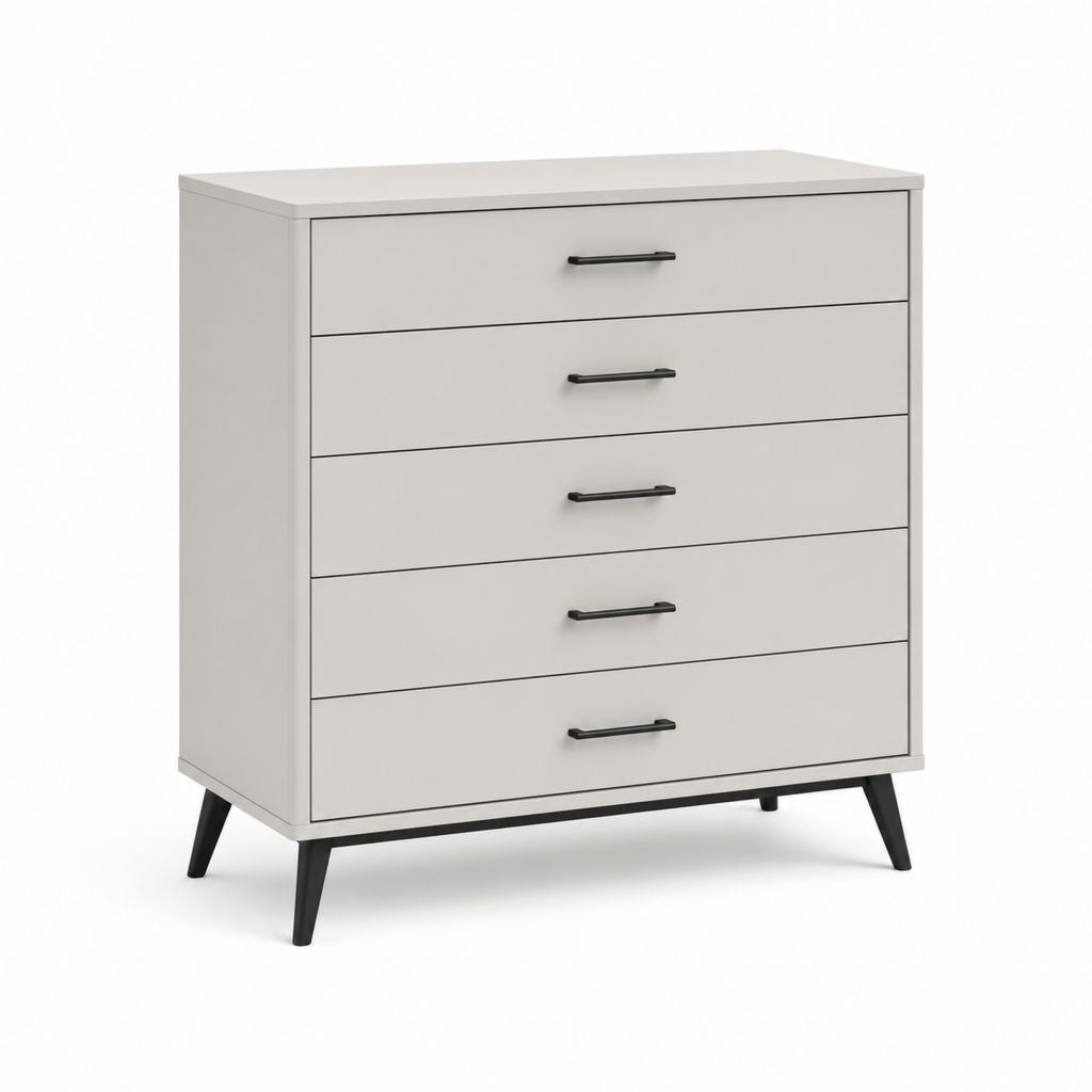 Kommode mit 5 Schubladen Hellgrau aus Spanplatte 80 x 40 x 100 cm