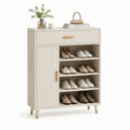 Schuhschrank mit Schublade Cremeweiß aus MDF rechteckig 80 x 35 x 110 cm