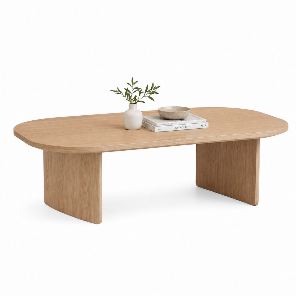 Couchtisch Eichefarben MDF mit Eichenfurnier oval 120 x 60 x 40 cm