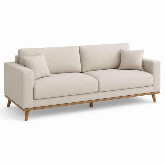 3-Sitzer Sofa Beige Polyester Rechteckig 220 x 90 x 85 cm
