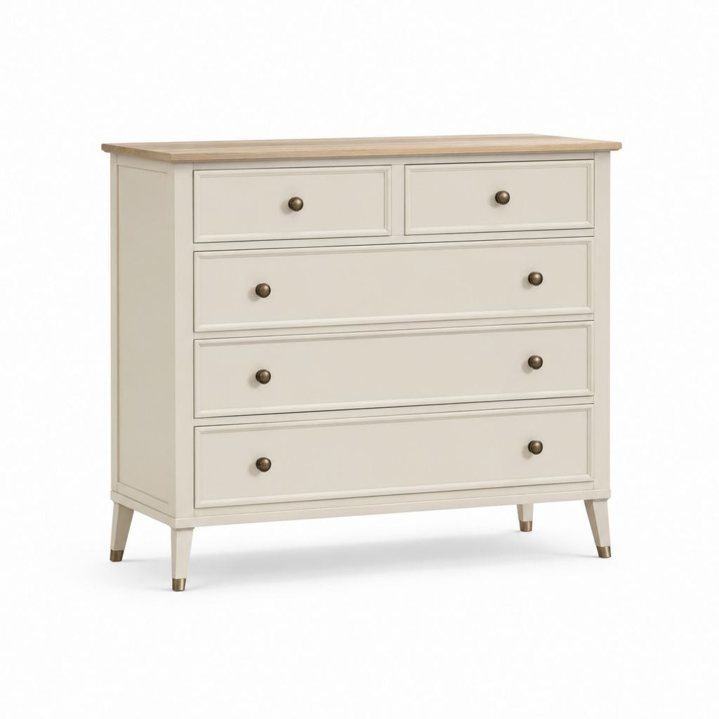 Kommode mit 5 Schubladen Cremeweiß MDF 110 x 45 x 95 cm