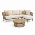 Gartenlounge Set L-Form Beige mit Aluminiumrahmen und PE-Geflecht 250 x 190 x 78 cm