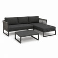 Gartenlounge Ecksofa Set Schwarz Aluminium Polyester 220 x 145 x 78 cm mit Couchtisch