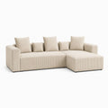 Ecksofa mit Recamiere Beige Polyester-Cord 250 x 160 x 85 cm