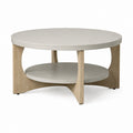 Runder Couchtisch mit Ablage Taupe und Eiche-Dekor MDF Ø 80 cm Höhe 45 cm