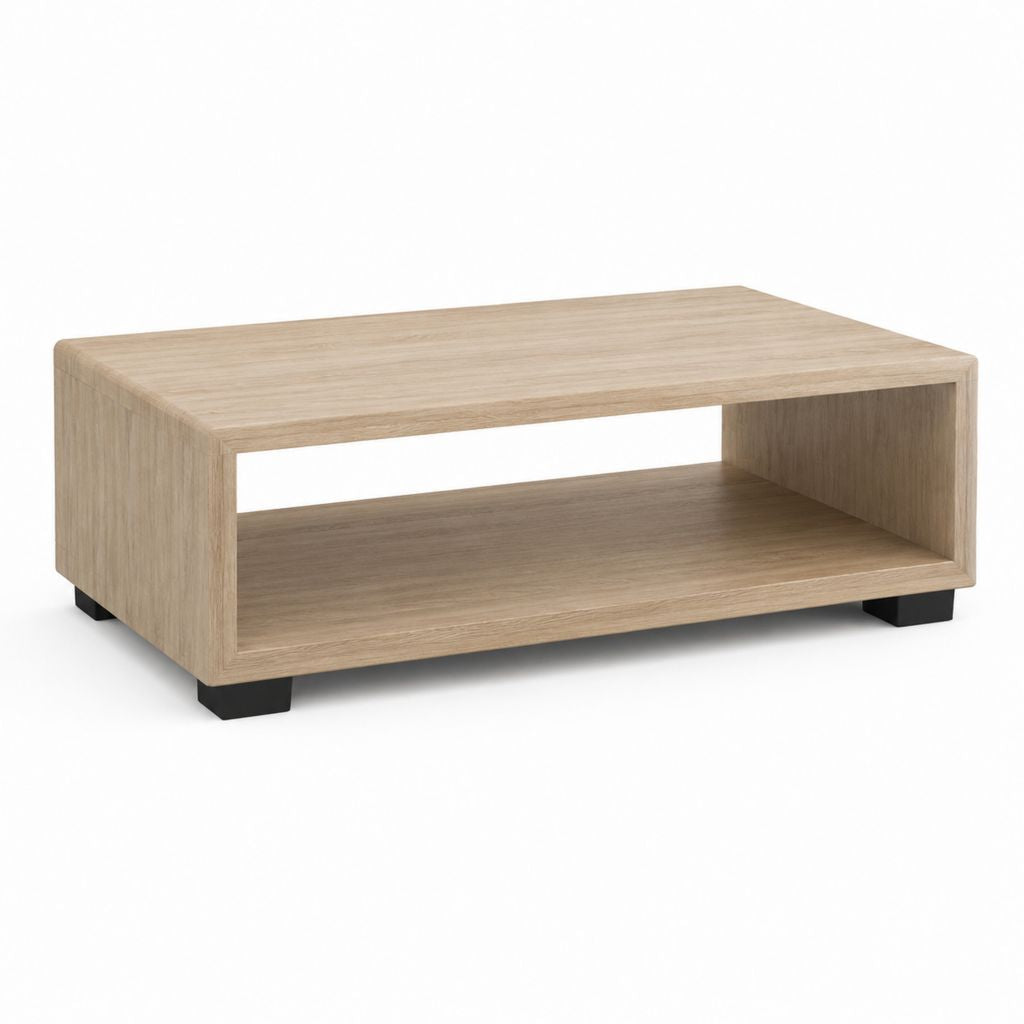 Couchtisch Eiche hell Spanplatte rechteckig mit Ablagefach 100 x 60 x 40 cm