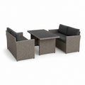 Garten-Loungeset 3-teilig Grau Polyrattan mit Stahlgestell Rechteckig 2-Sitzer 120 x 65 x 75 cm Tisch 120 x 70 x 66 cm