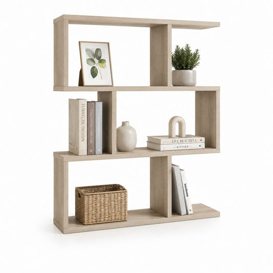 Raumteiler Bücherregal in heller Eichenoptik aus melaminbeschichteter Spanplatte 120 x 30 x 120 cm
