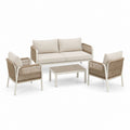 4-teiliges Gartenlounge-Set Beige Aluminium Polyester-Seilgeflecht 2-Sitzer 140 x 75 x 78 cm